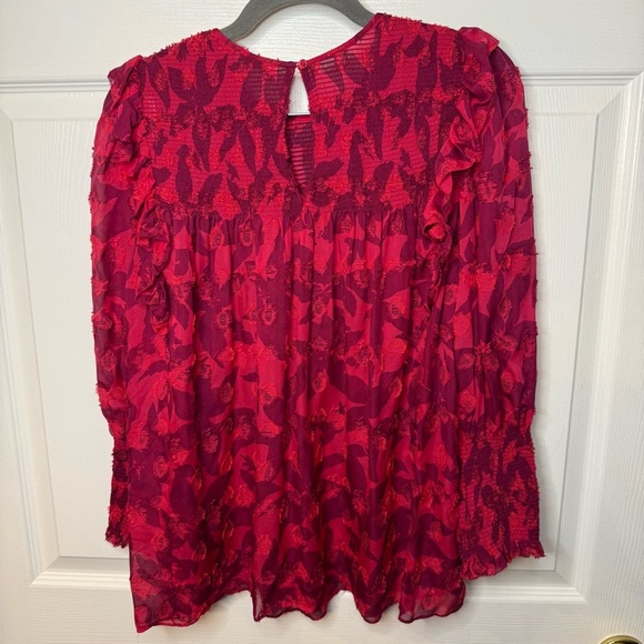 Joie Jamila Smocked Tonal Floral Print Blouse Silk Cotton Blend Size Small GUC - Picture 6 of 7
